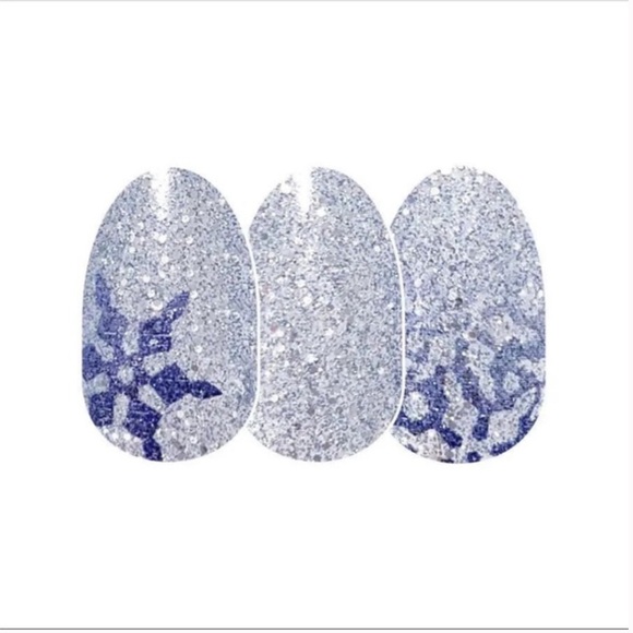 🎉3/$25 Retired Ice Ice Maybe an icy blue snowflake glitter dry nail polish strip - Picture 7 of 12